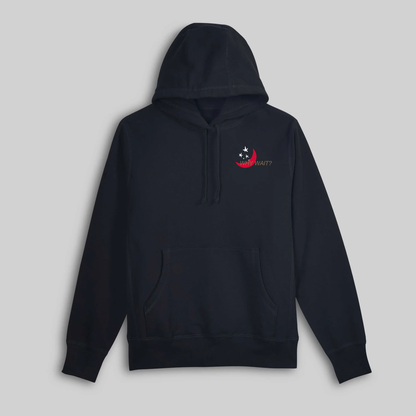 Why Wait? Embroidered Hoodie - Ember Black
